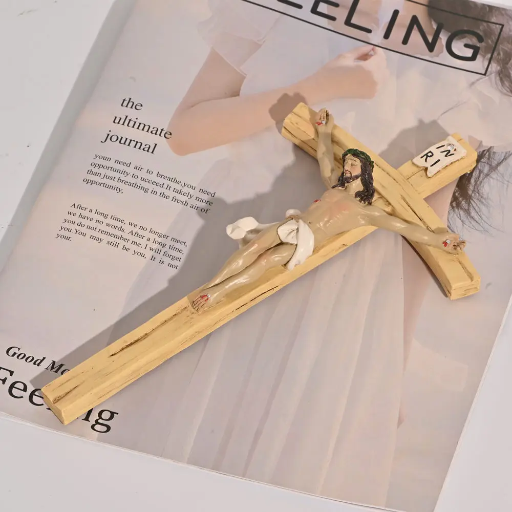 Jesus Christ Cross Ornament Resin Handicraft Decoration Length 21cm/ 32cm Religion Church Home Decor Figurine Gift Xmas Display