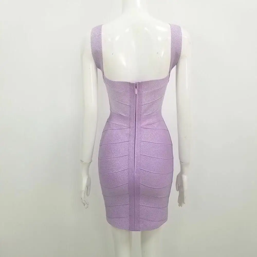 Новое летнее женское Бандажное платье Vestidos сексуальная одежда для подиумов и вечеринок с v-образным вырезом и открытой спиной фиолетовое Клубное платье