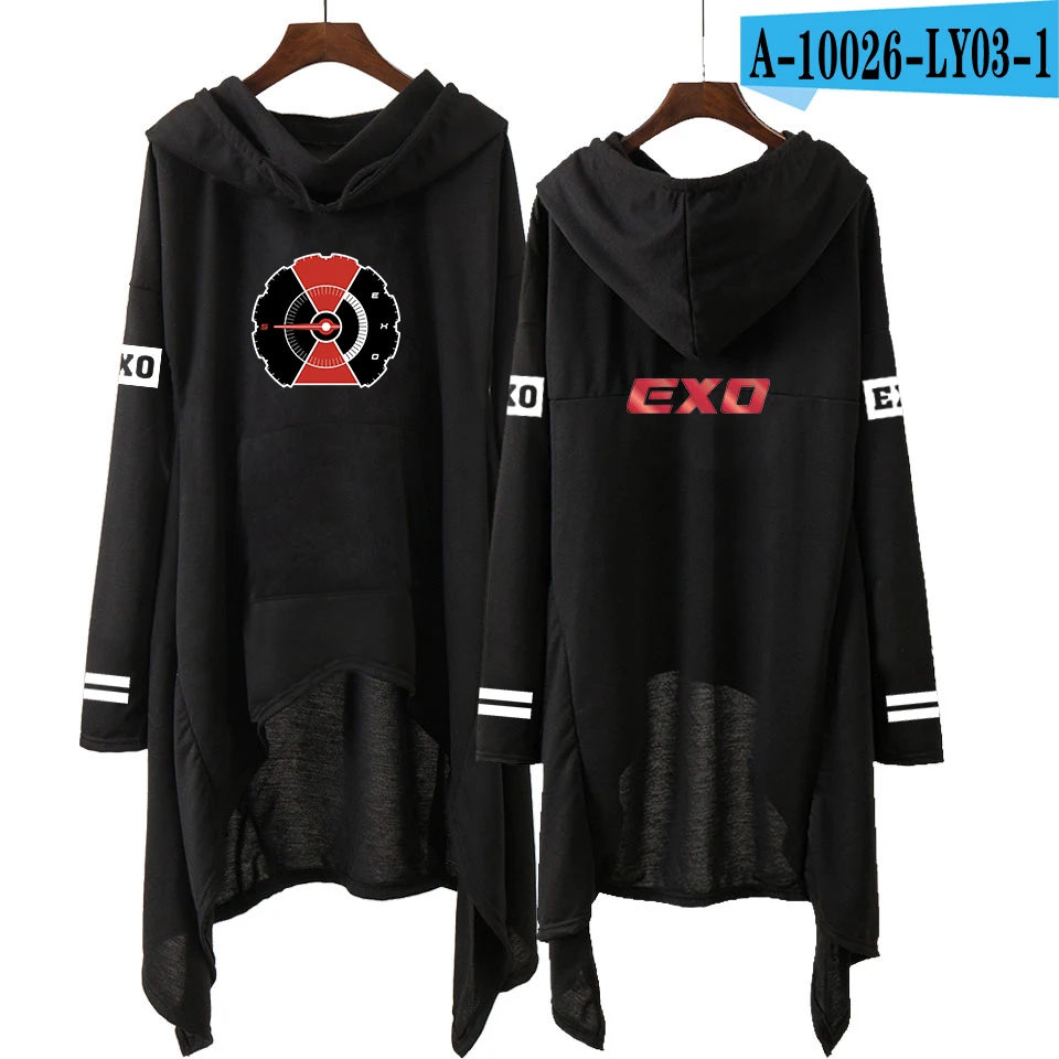 EXO модные корейские EXO DO LAY SE HUN KAI SING FOR YOU EXO толстовки Свободная юбка для женщин Harajuku хлопковые толстовки пуловеры S-XXL - Цвет: A10026