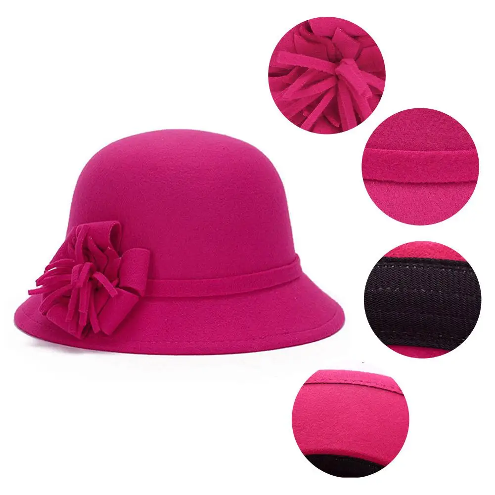 Spring Fashion Retro Ladies And Women Woolen Fedora Hat Bucket Dome Dome Bells Felt Hat Ladies Hat Straw Hat Dome Felt Hat