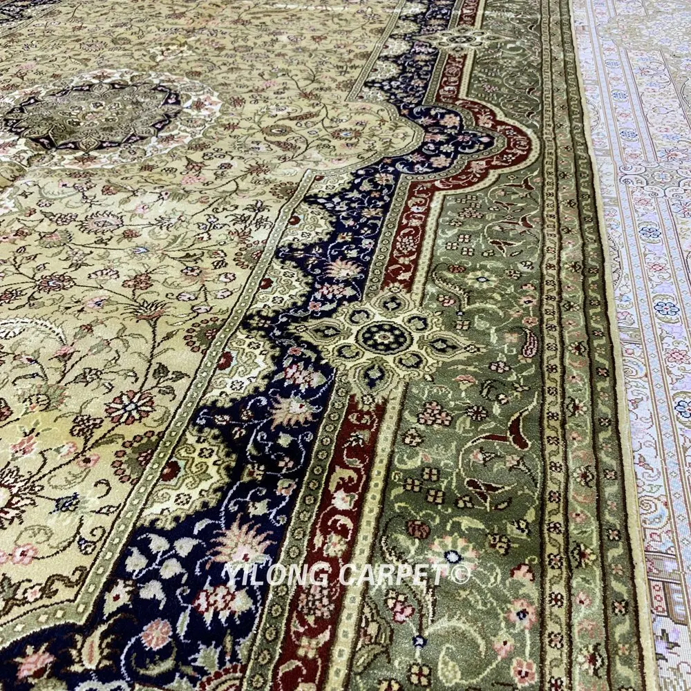 YILONG 5'x8' персидский ковер ручной вязки прямоугольник бежевый шелк ковры для продажи(LH1015B