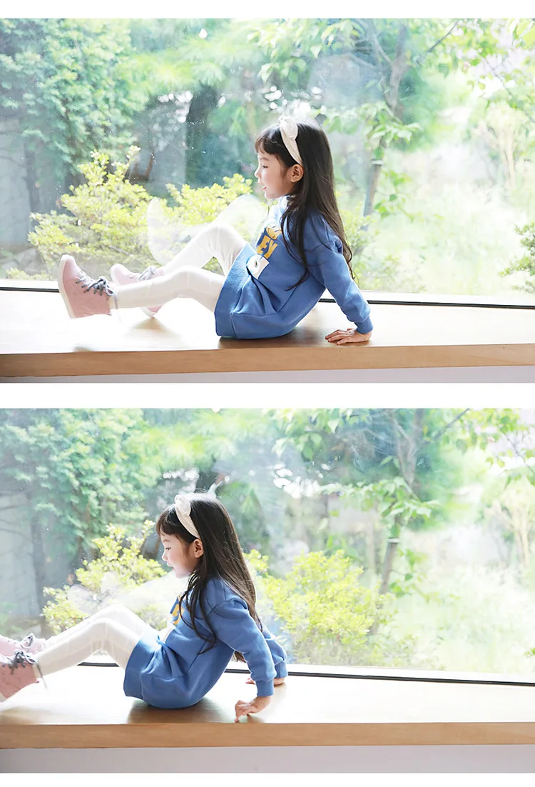Children's Clothing Letter Print Medium Long-length Fashion Long Sleeve Kids Pullover High Collar Toddler Girl Clothes