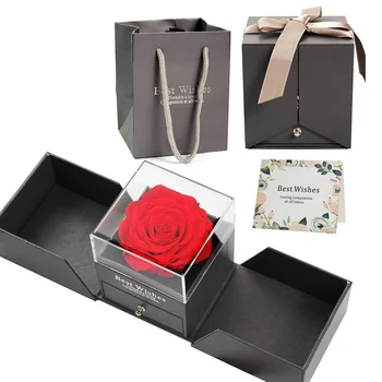 

Valentine's Gift Rose Jewelry Box Handmade Preserved Real Rose flower Party decorate Mother Day birthday present Christmas Gift