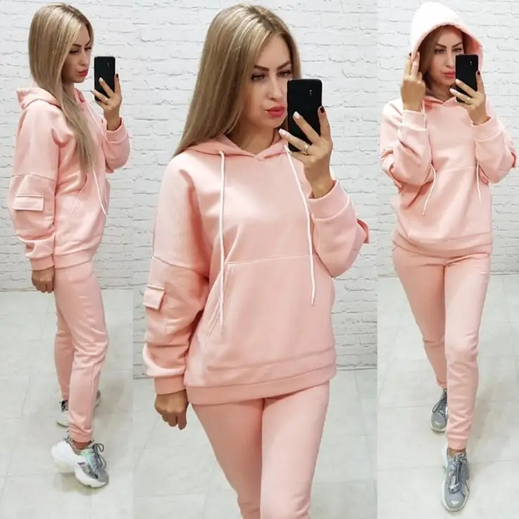 fK1 Женский спортивный костюм, Повседневный, с блестками, Прошитый, Осень-зима, для бега, спортивный костюм, женские толстовки с капюшоном+ штаны, комплект из двух предметов - Цвет: fK1