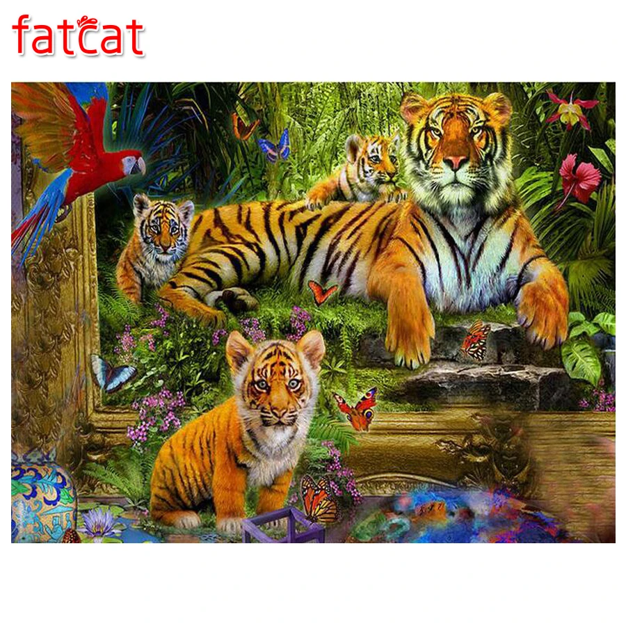 Алмазная живопись FATCAT Лес Тигр птица полная вышивка своими руками 5d квадратная