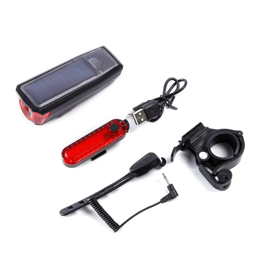 

HJ-052 USB Solar Rechargeable Cycling Horn Electronic Bicycle Handlebar Bell with LED Light 5 Sound Effects 140dB Bike Safety