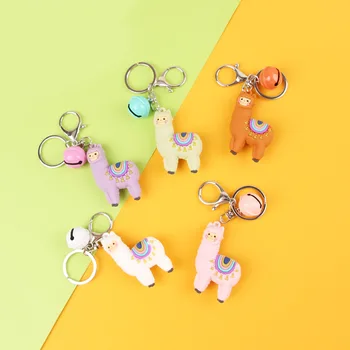 

Cute Cartoon Alpaca Doll Keychain Child Toy Animal Bells Key Ring Trinkets Car Purse Key Chains Gift for Women Bag Charm Jewelry