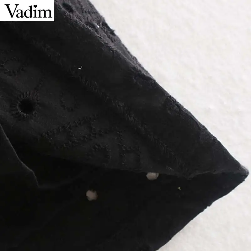 Vadim женское шикарное платье с вышивкой, с вырезами, короткий рукав, v-образный вырез, женские Стильные черные длиной до колена, платья, однотонные, vestidos QC677