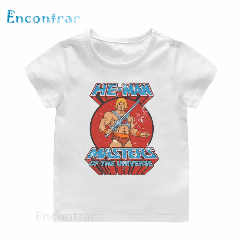 Новая детская футболка с героями мультфильмов «Masters of The Universe He-Man» Детская забавная футболка Летняя одежда для мальчиков и девочек HKP5258
