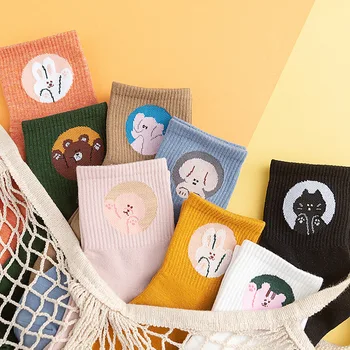 

New Japan and Korea harajuku ladies college cartoon animal bear rabbit dog elephant tube socks wholesale students sports socks