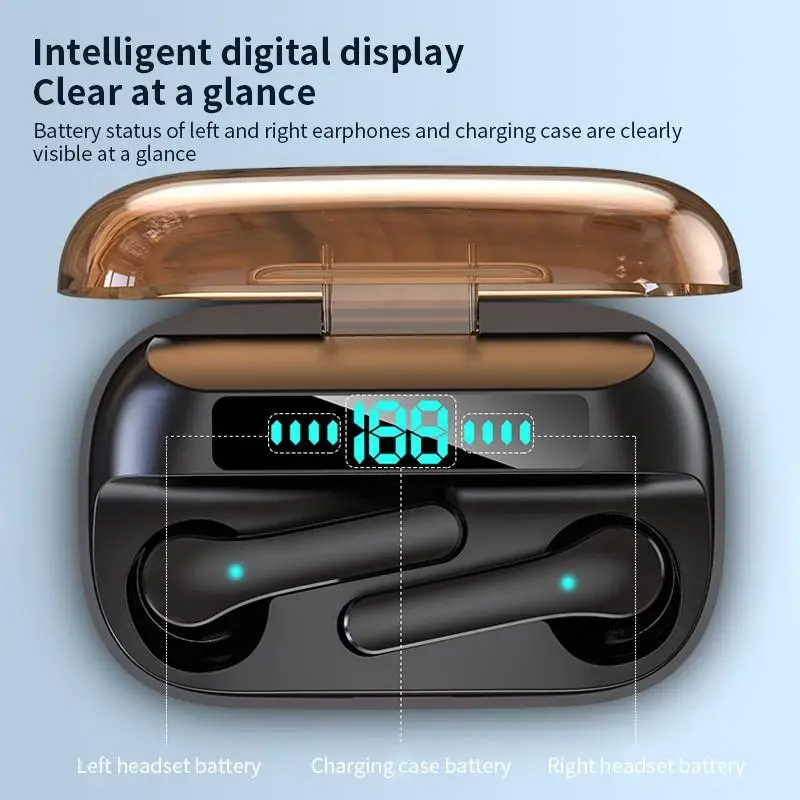 JS3 TWS Blue Technology Solution 5 0 Digital Display Touch Semi in ear Bluetooth Headset Mobile Phone Emergency Charging earbuds