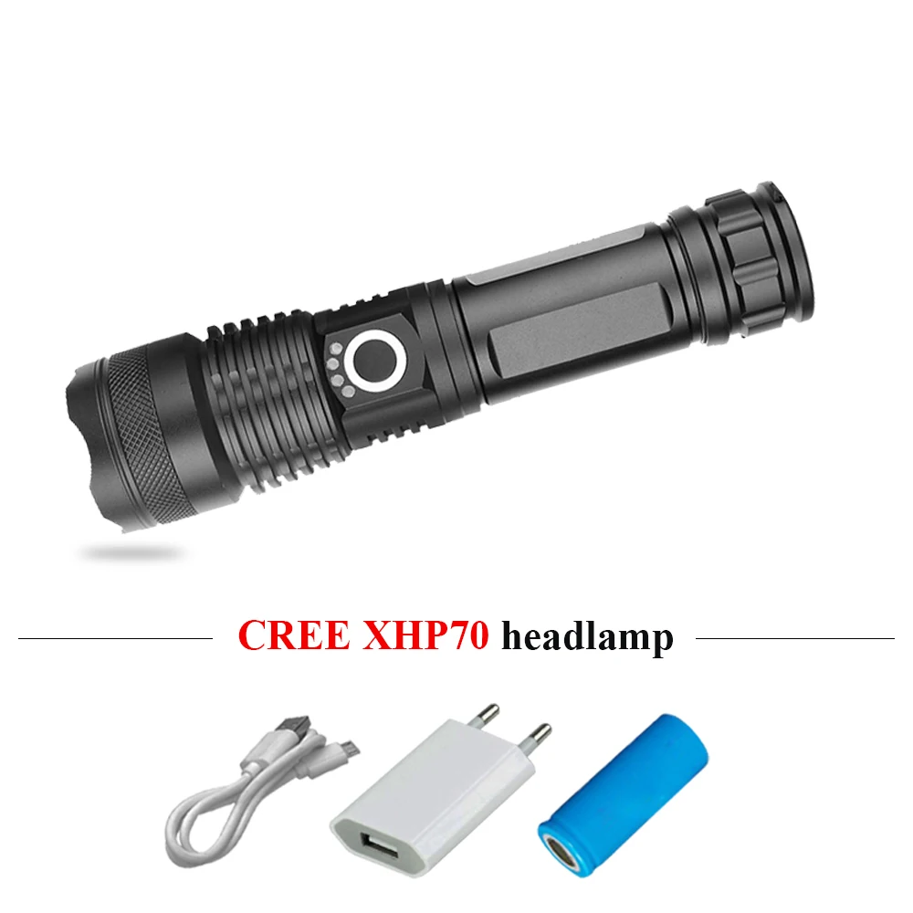 

XHP50 most powerful flashlight XHP50 zoom usb torch 18650 or 26650 camping hunting flash light Searchlight lantern led zaklamp