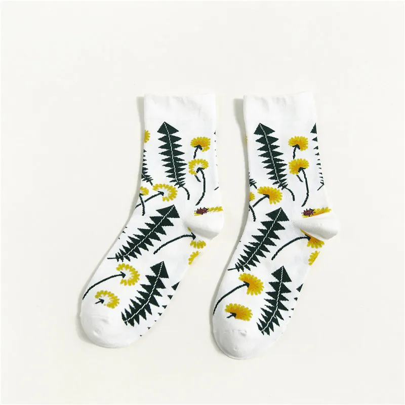 White daisy 02 Новинка корейский Зимний спортивный Уличная Скейтборд забавные женские хлопковые милые Мультяшные носки теплые короткие счастливые женские мужские носки - Цвет: White daisy 02