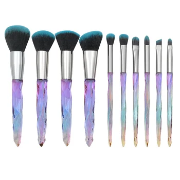 

10Pcs/Set Transparent Crystal Handle Makeup Brush Set Professional Blush Brush Powder Brush Eyelash Brush Blending Brush