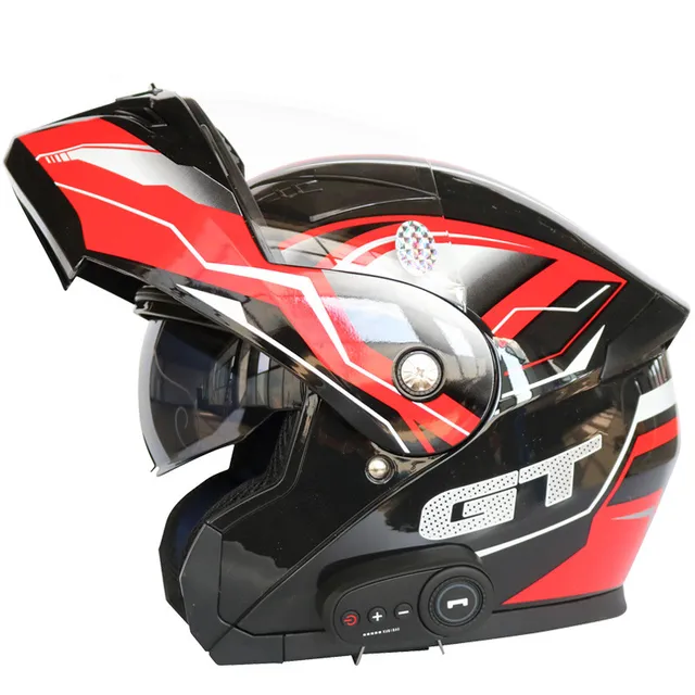 Men Women Bluetooth Motorcycle Helmet Flip Up Waterproof Longer Endurance Double Scratch Proof Anti Fog Visors K10