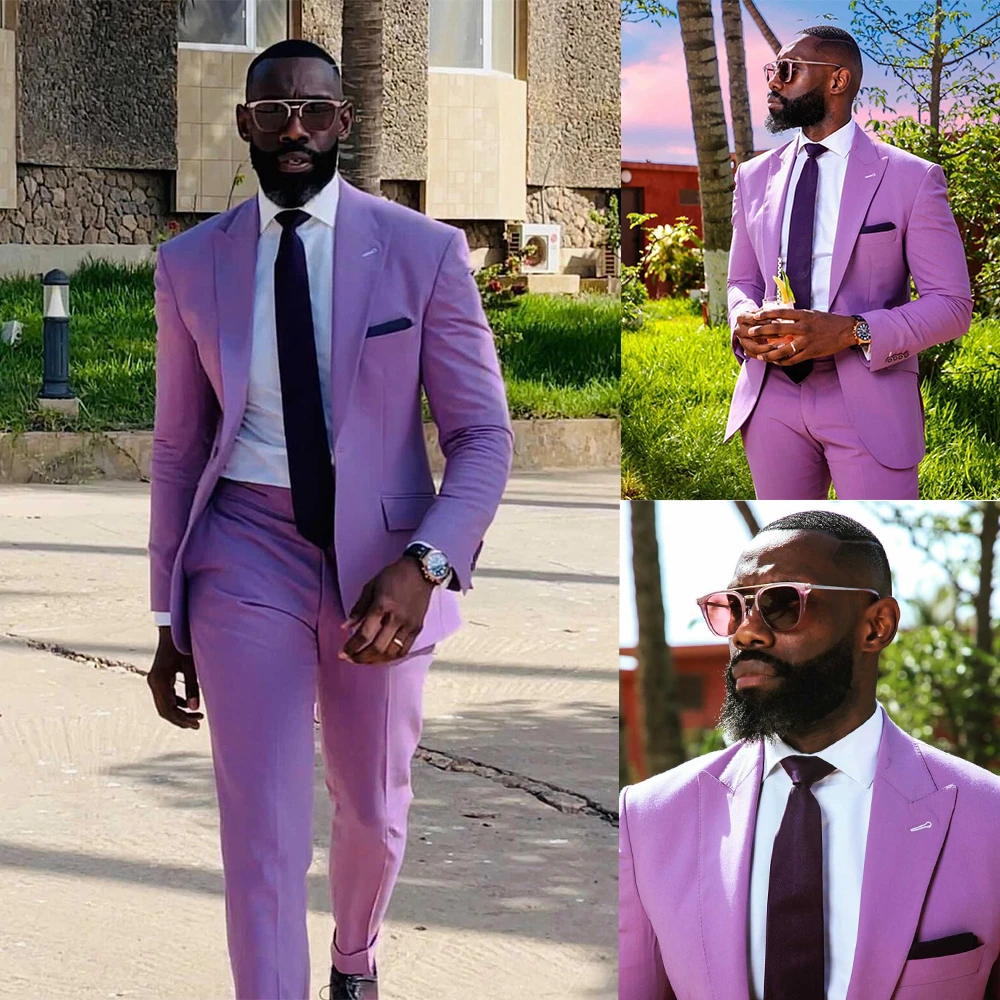 Fashion Purple Men Wedding Tuxedos Winter Warm Groom Pants Suits Party Prom  Jacket Business Wear Outfit Traje Hombre 2 Pieces - Groom Wear - AliExpress