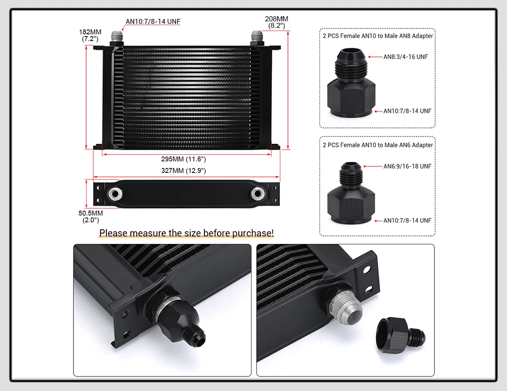 Alumínio Motor Transmissão Oil Cooler, 25 Row,