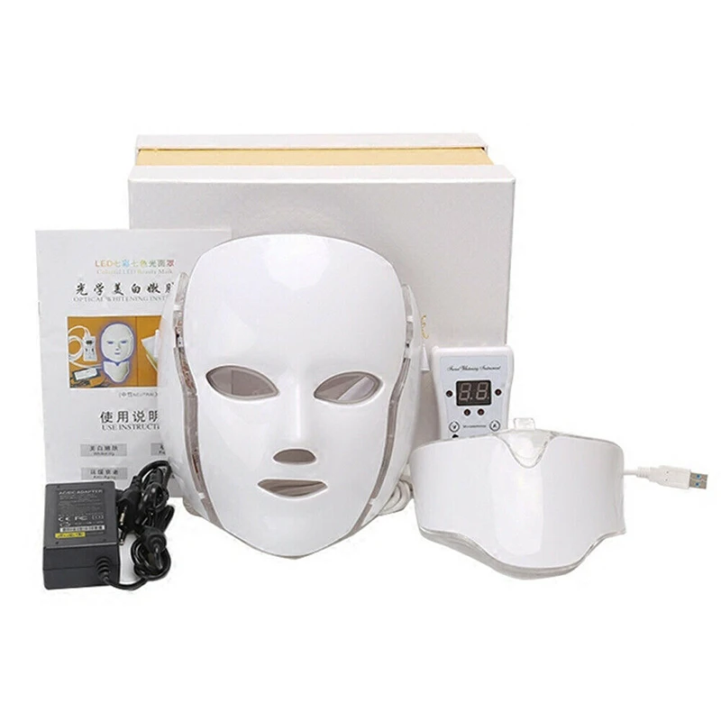 7 Colors LED Mask Facial and Neck Beauty Mask LED Skin Rejuvenation Anti Wrinkle Photon Therapy 4