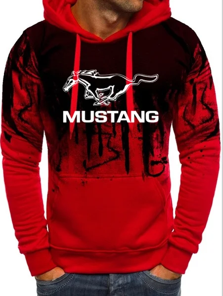 Красный Толстовка с капюшоном Mustang auto hoodie shelby youngtime muscle car - Цвет: Красный