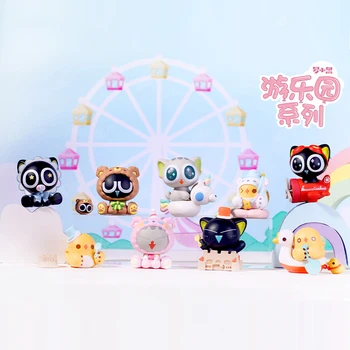 

Blind box Luo Xiaohe black blind box amusement park series tide play around cute cat surprise doll hand-made gift desktop deco
