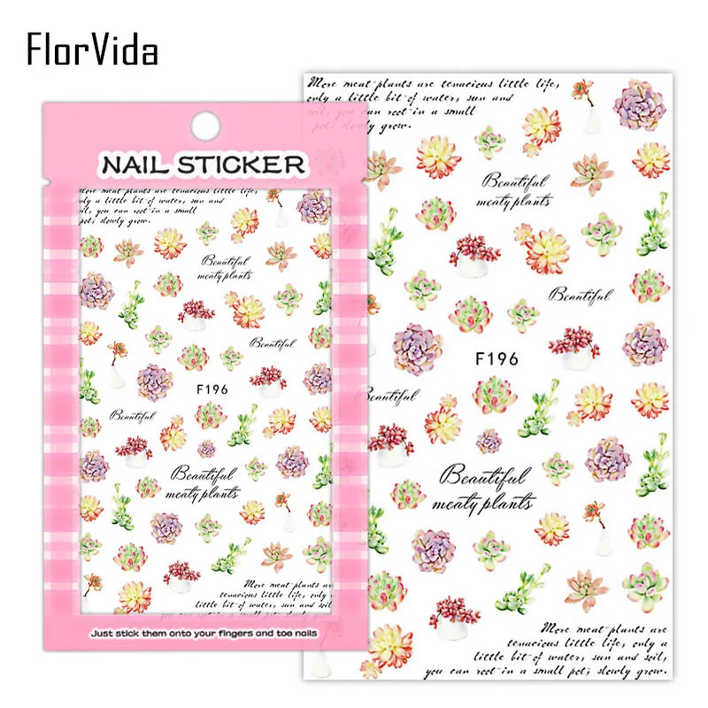 F196 FlorVida F189-206 наклейки для ногтей цветок Одуванчик узор черный золотой переводной дизайн для маникюра ногтей - Цвет: F196