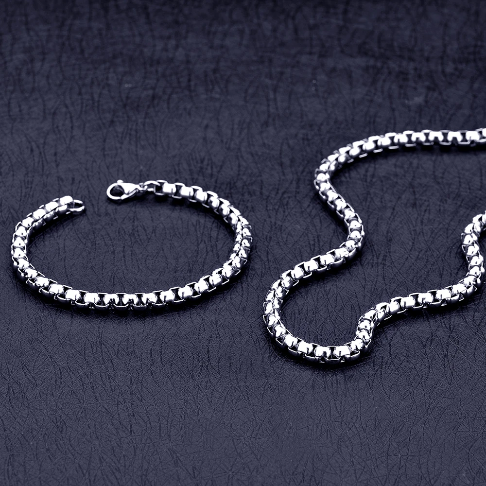Men's Jewelry Set 6MM Stainless Steel Square Pearl Chain Necklace Bracelet  Fashion Party Gifts Low Price Wholesale drop shipping|Jewelry Sets| AliExpress