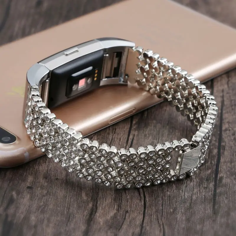 Metal Bands Women Adjustable Rhinestones Replacement Wristband Bracelet7