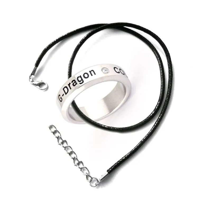 Bigbang kpop English name Infinity ring tail ring titanium steel rope 8.5 size Send leather boxes k-pop jewelry men young women