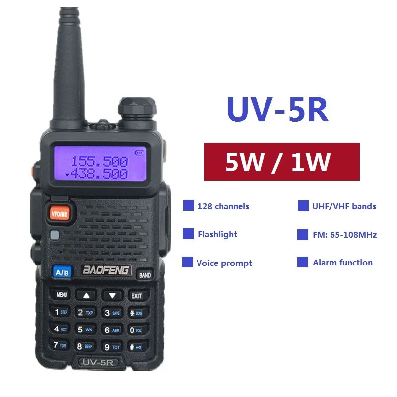 1PC Baofeng UV-5R Walkie Talkie UHF VHF Portable CB Ham Radio Station Amateur Police Scanner Radio Intercome HF Transceiver UV5R