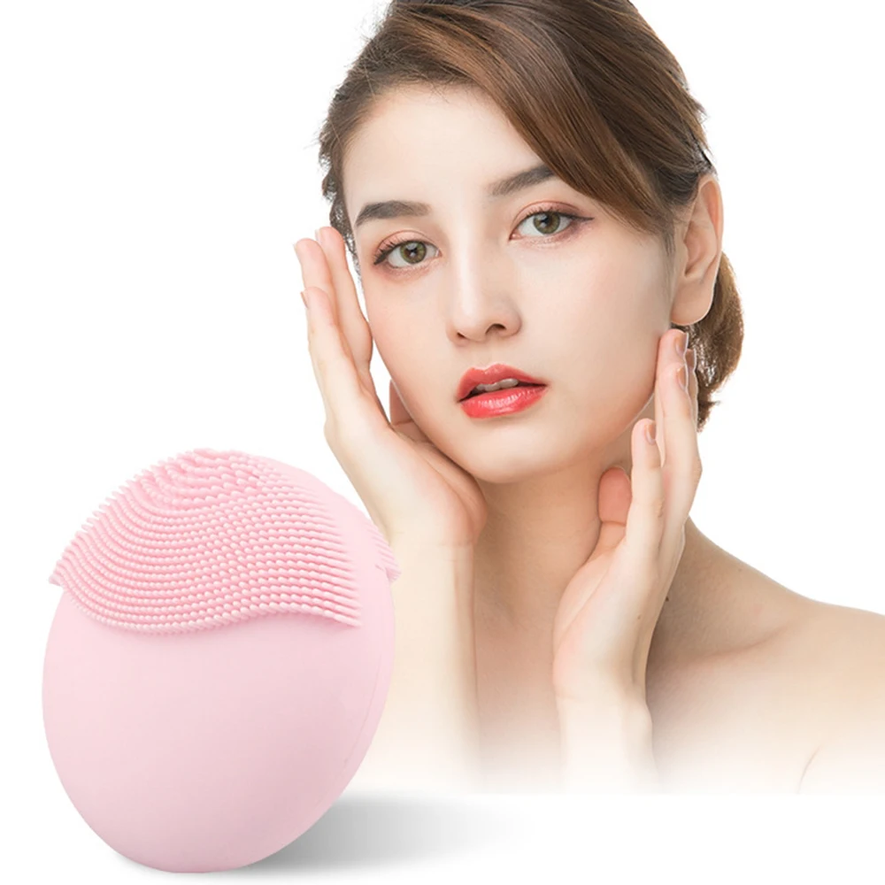 

Silicone Deep Pore Cleaning Facial Cleansing Brush Sonic Vibration Mini Face Cleaner Electric Waterproof Massage USB NEW