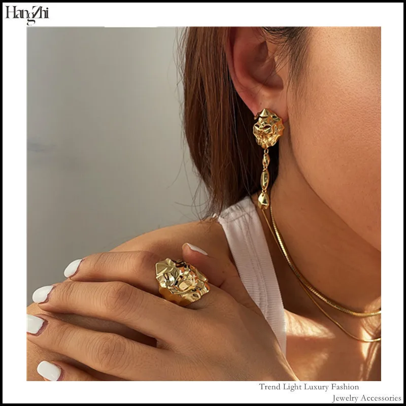 Модные металлические серьги-капли для женщин в стиле головы льва французские