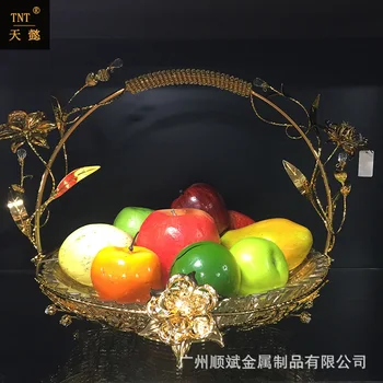 

European style metal flat fruit plate round food display plate KTV high grade fashion design plate