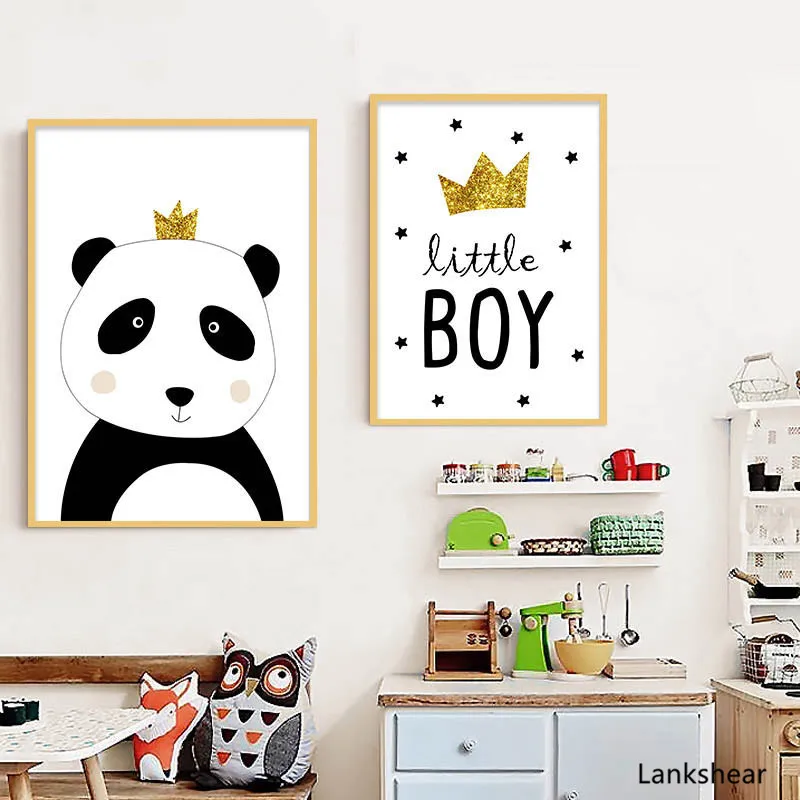 Мультяшная панда холст постер Настенная картина для детской комнаты принт