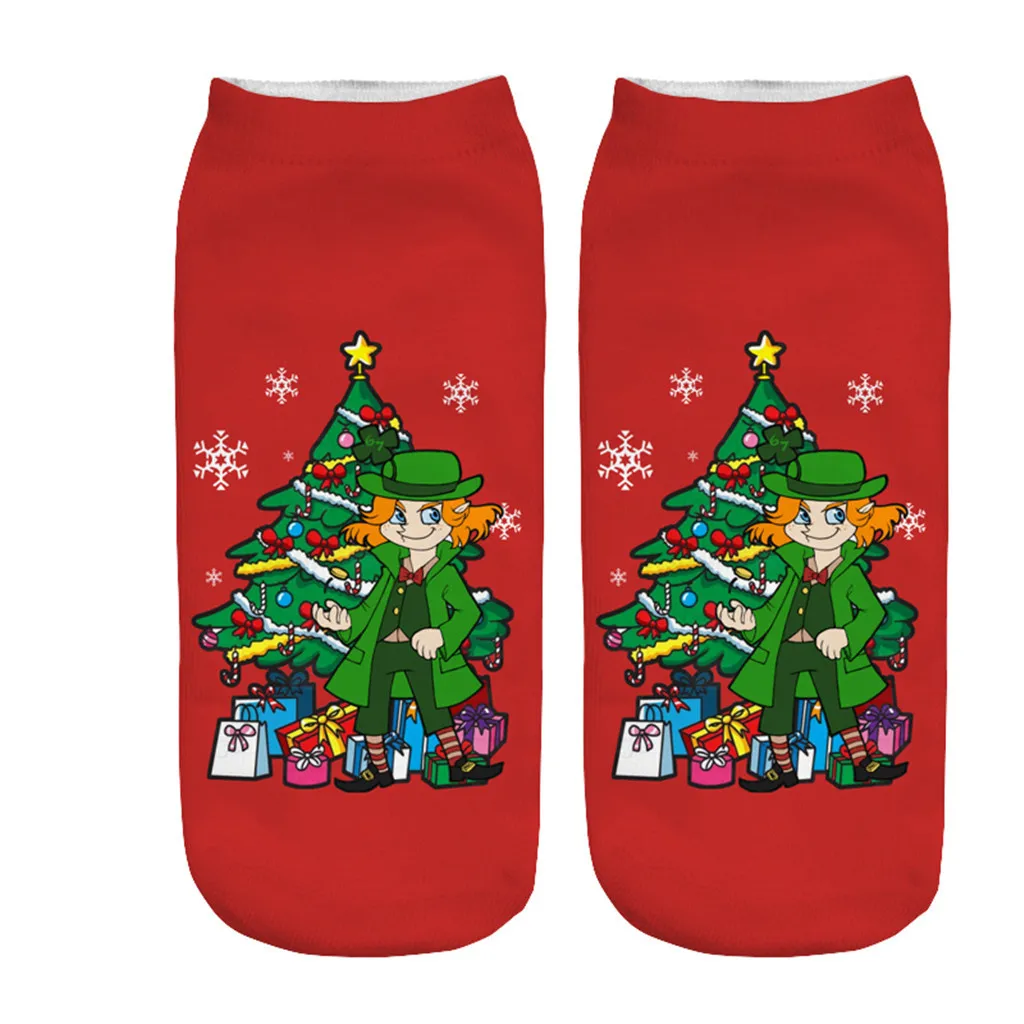 Забавные Модные Повседневные носки унисекс с 3D принтом на Рождество, милые короткие носки для мужчин и женщин, носки для мужчин и женщин, новинка