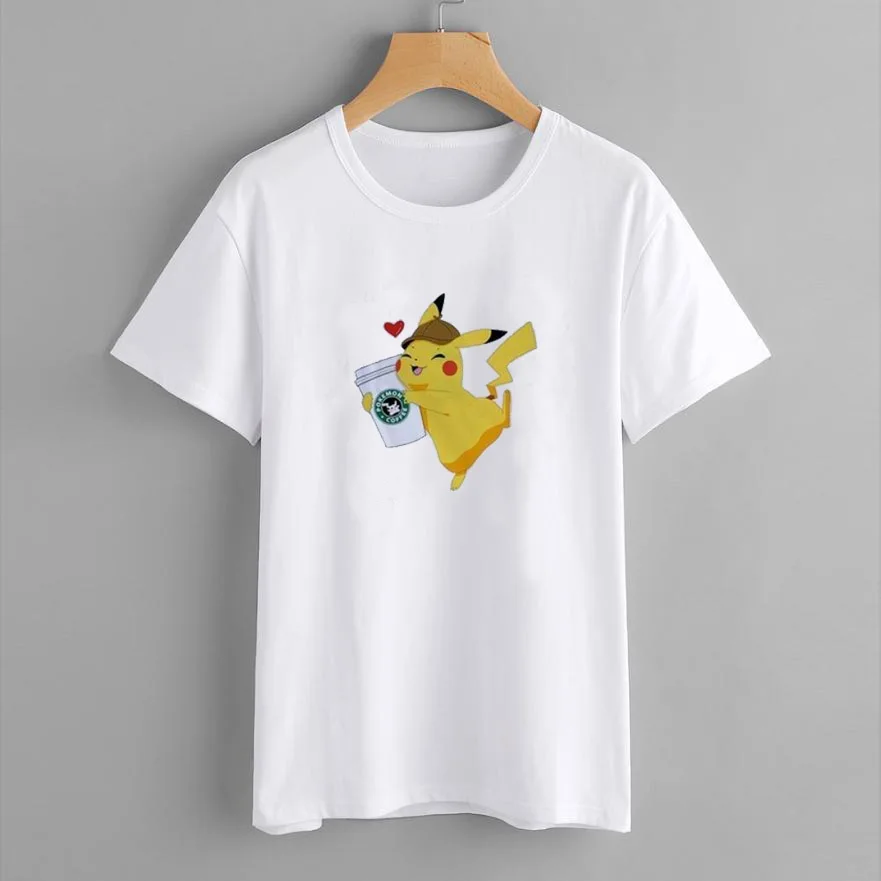 Аниме Harajuku модная женская футболка покемон забавная Snorlax Togepi белка японская футболка Пикачу женские топы Эстетическая одежда - Цвет: 19