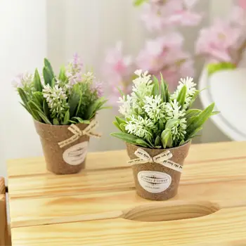 Artificial Fake Flowers Grass with Plastic Pot Bonsai Grass Potted Flowers for Rustic Wedding Party Garden Farmhouse Decoration