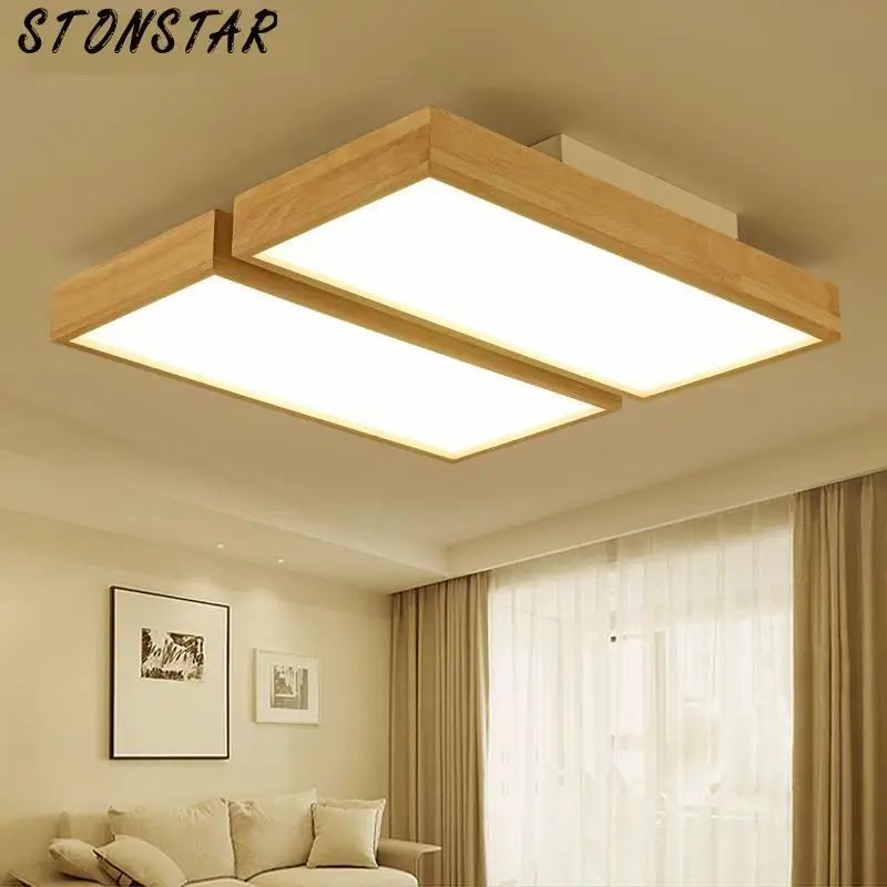 

220v Led Ceiling Lights Home Decor Wooden Ceiling Lamp Remote Control Ceiling Lighting For Living Room Wood Bedroom Celinglight