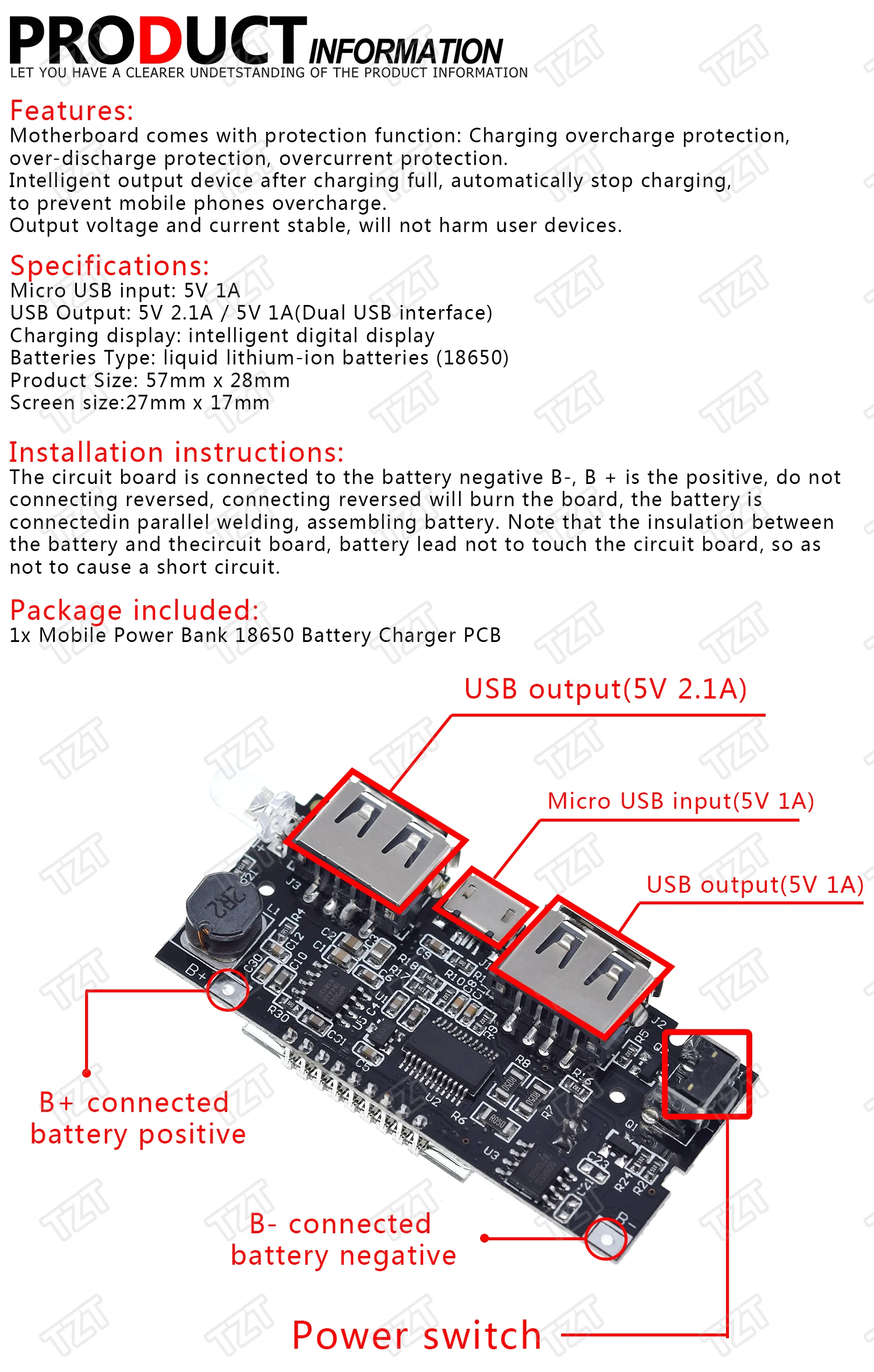 Двойной USB 18650 Батарея Зарядное устройство PCB Мощность модуль 5V 1A 2.1A мобильный Мощность банка аксессуары для телефона DIY светодиодный ЖК-дисплей зарядная Модульная плата