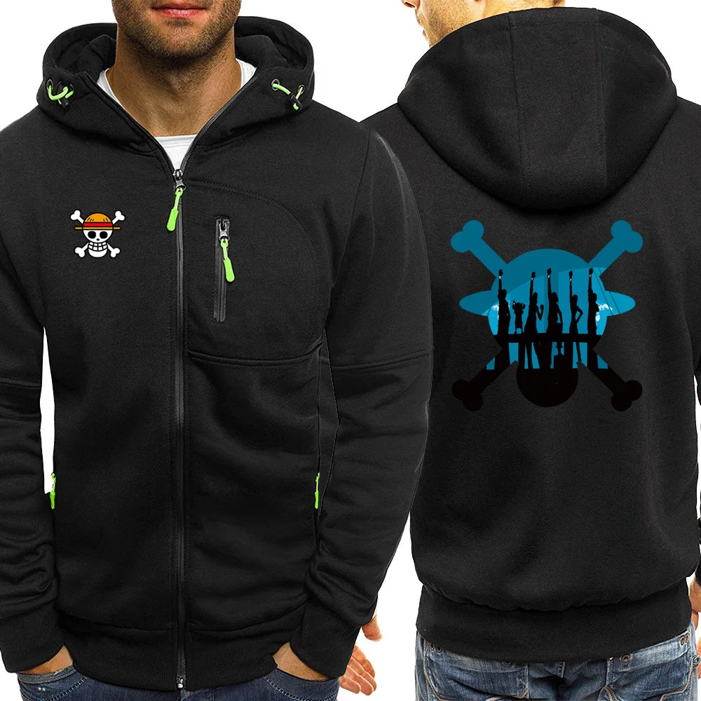 Autumn New Long Sleece One Piece Sportswear Men Hoody Coat Casual Jackets Zipper Cartoon Hoodie Long Sleeve Sweatshirt - Цвет: black6