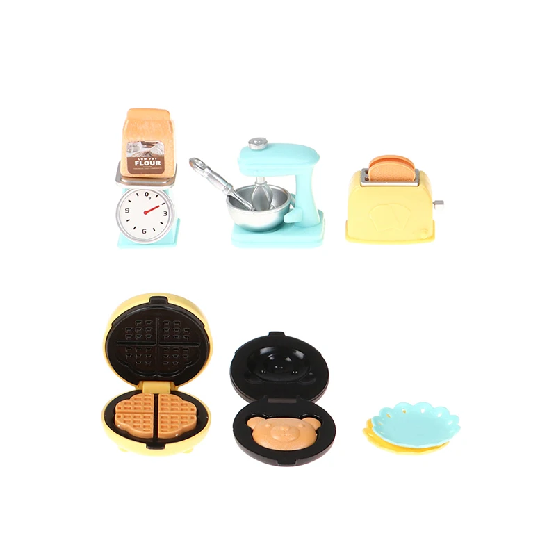 1/12 Dollhouse Miniature Kitchen Set Bread Machine Blender Electronic Scales Decor Furniture Model Toys Children Gifts robotime diy wooden miniature dollhouse janson s kitchen 1 24 handmade doll house model building kits toys for children adult