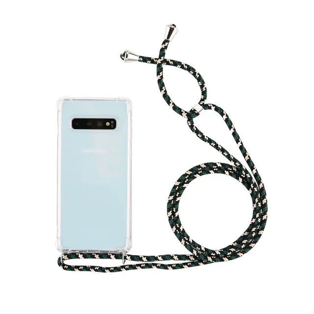Для samsung Galaxy S10 5G S9 S8 Plus S10E Note 9 10pro Кроссбоди Ремень чехол для телефона с шнурком ожерелье плечевой шейный ремень Чехол - Цвет: Green Beige Black