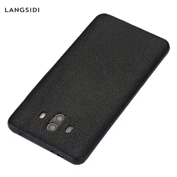 

LANGSIDI 100% Original full body Plastic Protection Case for Huawei mate 10 pro mate 9 pro Cow Leather Litchi Texture Back Cover
