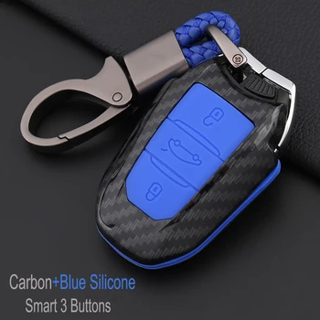 

Carbon ABS Silicone Smart 3 Buttons Car Protect Key Cover Case Key Shell Set Bag For Peugeot 2008/3008/307/308/407/408/4008/508