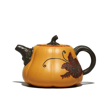 

Yixing purple clay pumpkin teapot hand made kung fu kettle zisha pot