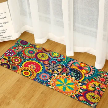 

Ethnic Style Printed Carpet Bedroom Sofa Non-slip Strip Floor Mat Kitchen Absorbent Foot Pad Travel Picnic Sponge Rug