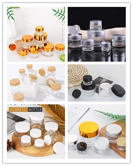 1pcs 5g/10g/15g/20g/30g/50g/60g/100G Glass Refillable Bottles Travel Face Cream Lotion Cosmetic Container Empty Makeup Jar Pot 5
