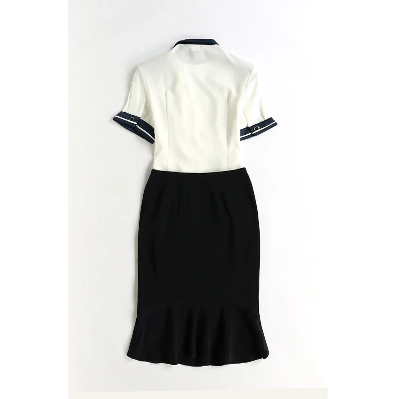 2019 Новая женская юбка с бантом с коротким рукавом костюм юбки белый 9586