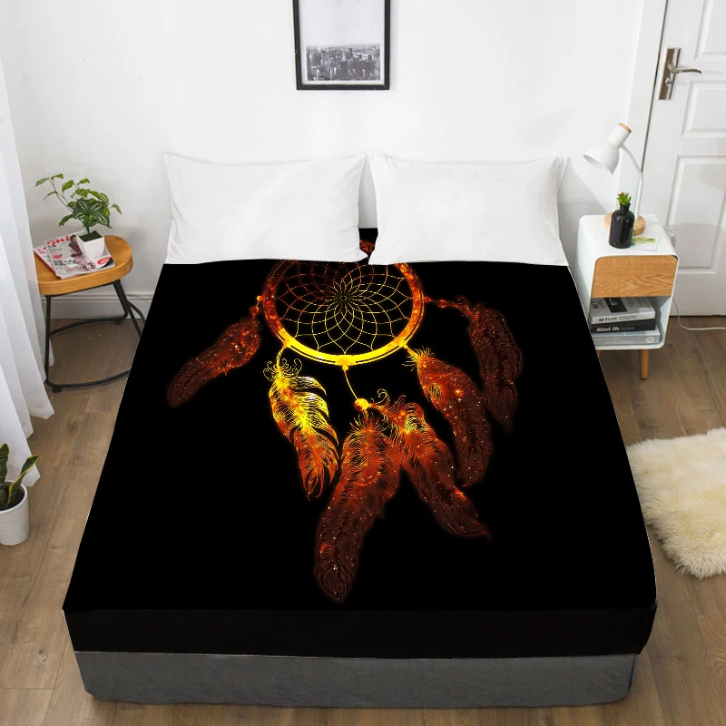 Dreamcatcher-05 3D простыня, простыня с эластичной Твин/Полный/queen/King/Custom, наматрасник 150*200/160x200, постельные принадлежности Ловец снов фиолетовый - Цвет: Dreamcatcher-05