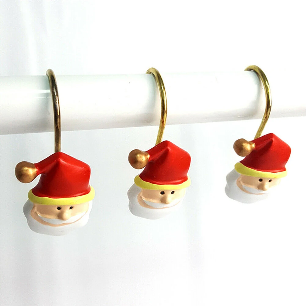 12pcs/set Craft Kitchen Party Easy Install Decor DIY Hotel Bathroom Curtain Hook Rings Durable Resin Christmas Holiday