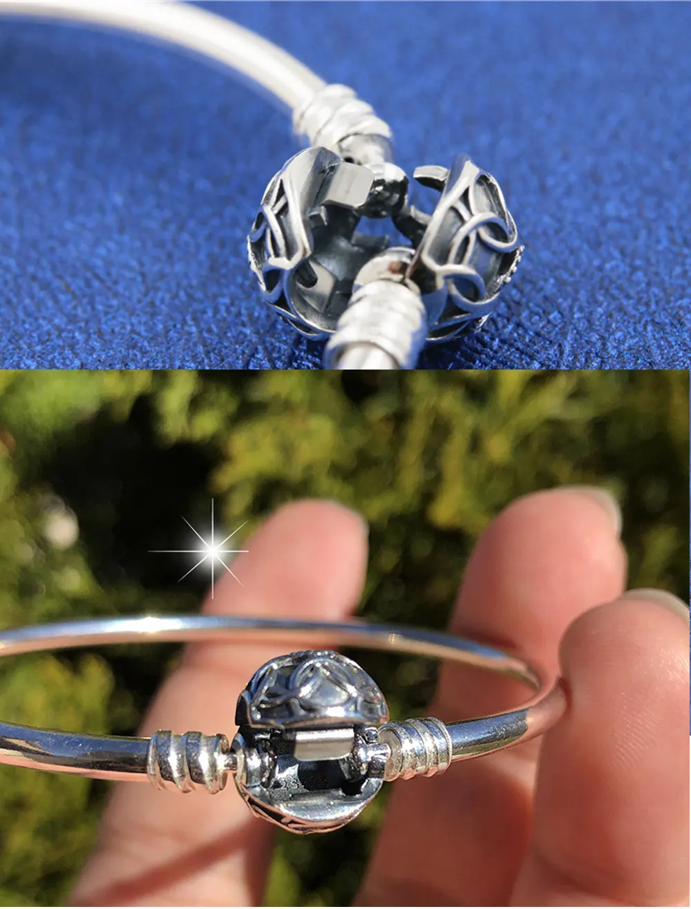 LISM [ ] S925 серебро зима 1: 1 кружево сердце печати браслет Мода дамы подарок DIY драгоценный камень